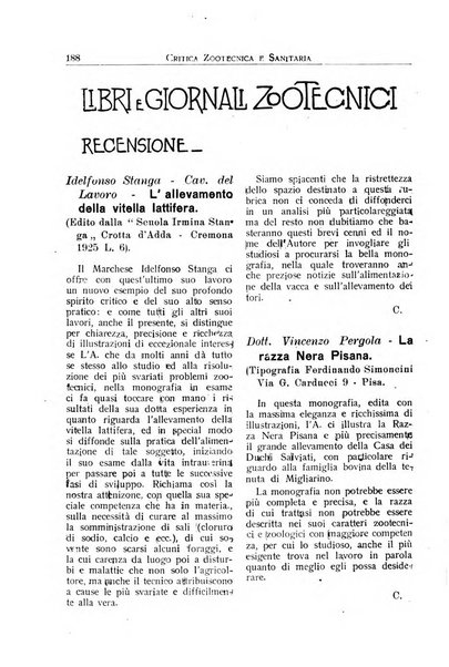 La critica zootecnica periodico illustrato mensile