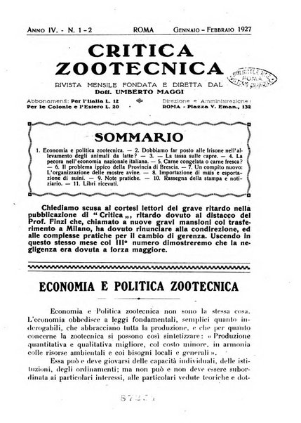 La critica zootecnica periodico illustrato mensile