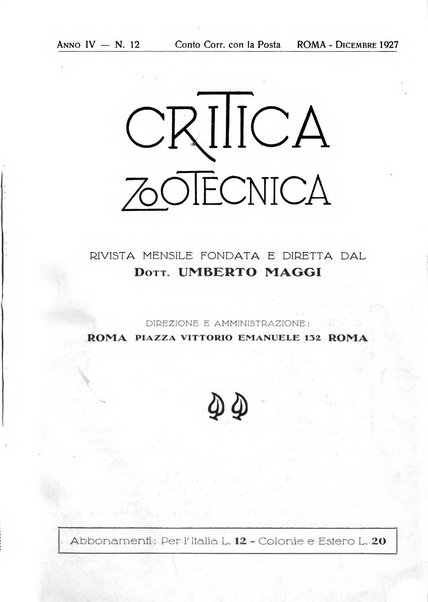 La critica zootecnica periodico illustrato mensile