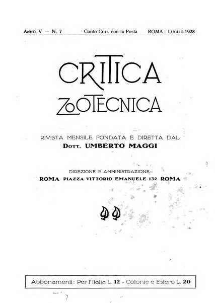 La critica zootecnica periodico illustrato mensile