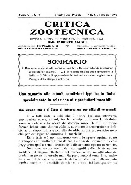 La critica zootecnica periodico illustrato mensile