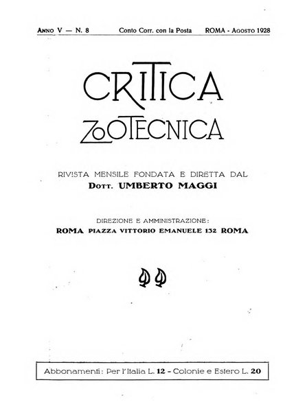 La critica zootecnica periodico illustrato mensile