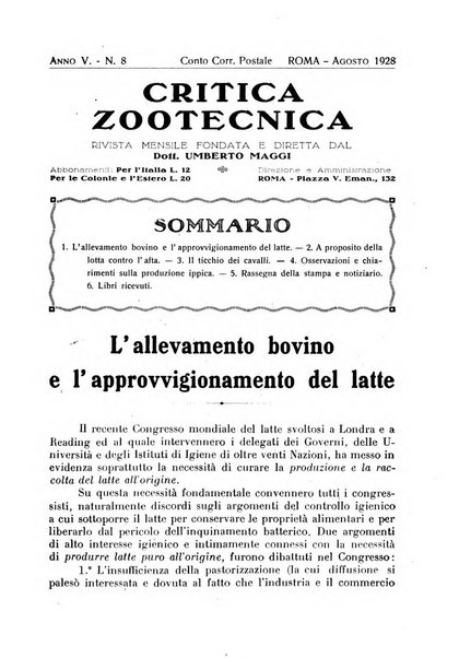 La critica zootecnica periodico illustrato mensile