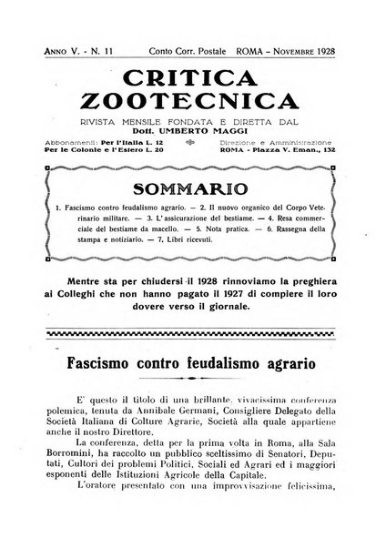 La critica zootecnica periodico illustrato mensile