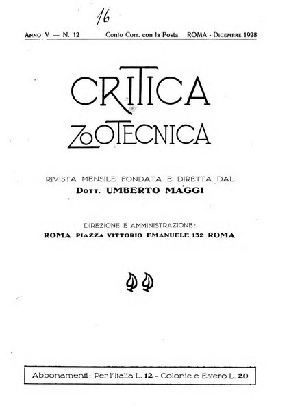 La critica zootecnica periodico illustrato mensile