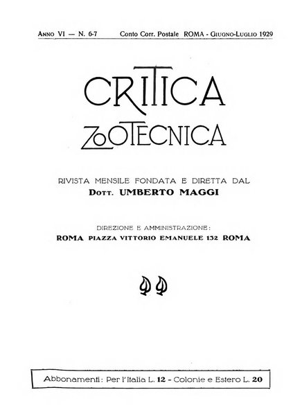 La critica zootecnica periodico illustrato mensile