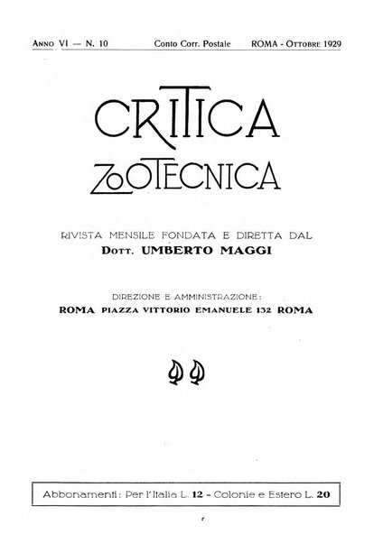 La critica zootecnica periodico illustrato mensile