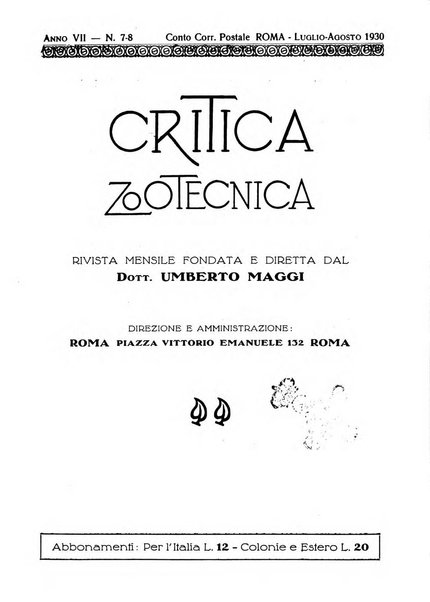 La critica zootecnica periodico illustrato mensile