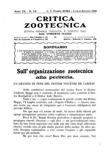 La critica zootecnica periodico illustrato mensile