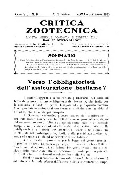 La critica zootecnica periodico illustrato mensile