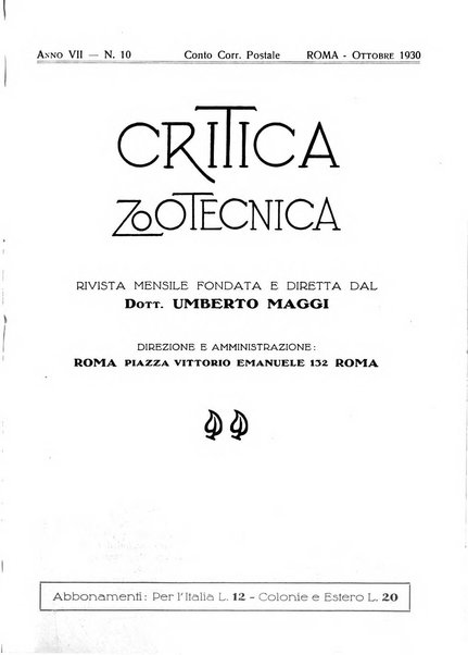 La critica zootecnica periodico illustrato mensile