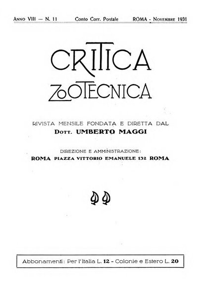 La critica zootecnica periodico illustrato mensile