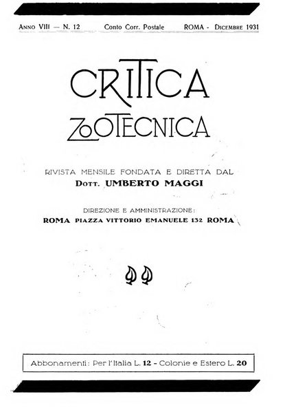 La critica zootecnica periodico illustrato mensile