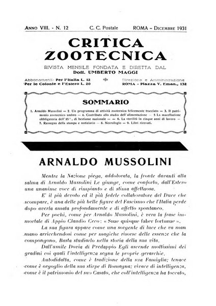 La critica zootecnica periodico illustrato mensile