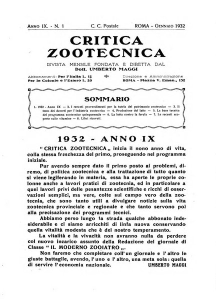 La critica zootecnica periodico illustrato mensile