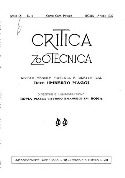 La critica zootecnica periodico illustrato mensile