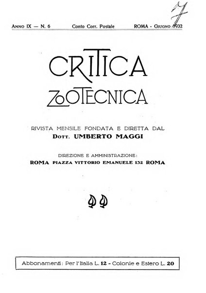 La critica zootecnica periodico illustrato mensile