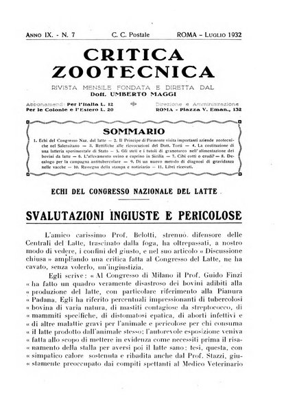 La critica zootecnica periodico illustrato mensile