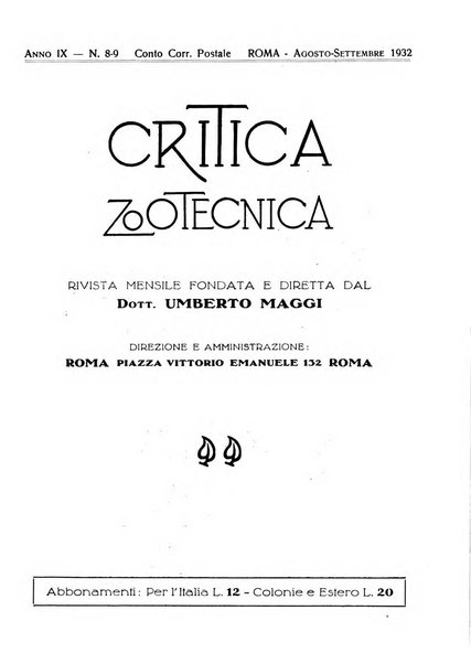 La critica zootecnica periodico illustrato mensile