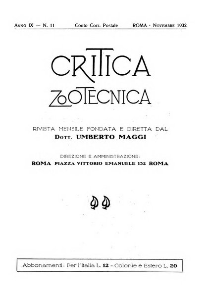 La critica zootecnica periodico illustrato mensile