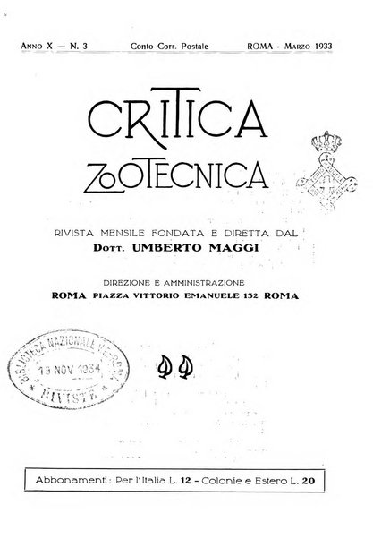 La critica zootecnica periodico illustrato mensile