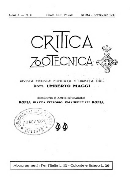 La critica zootecnica periodico illustrato mensile