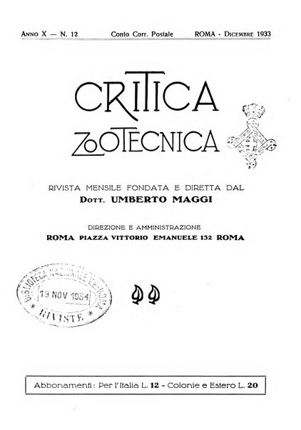 La critica zootecnica periodico illustrato mensile