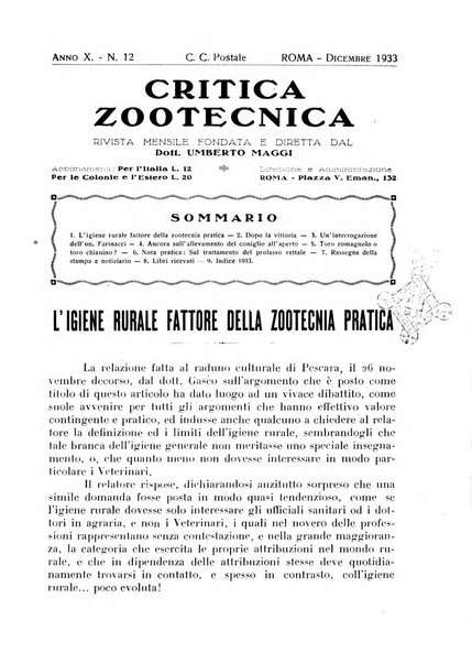 La critica zootecnica periodico illustrato mensile