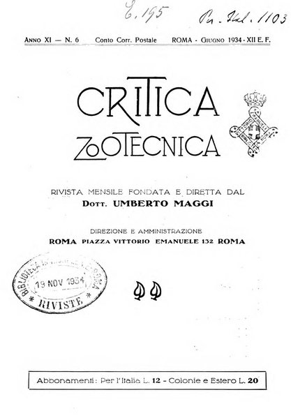 La critica zootecnica periodico illustrato mensile