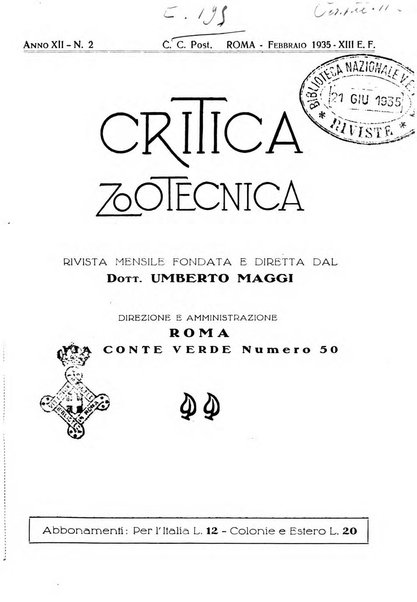 La critica zootecnica periodico illustrato mensile