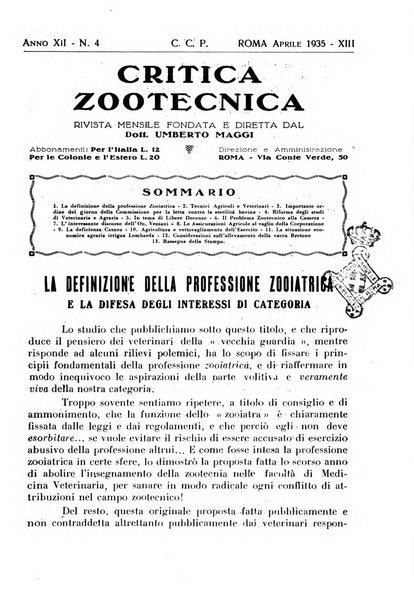 La critica zootecnica periodico illustrato mensile