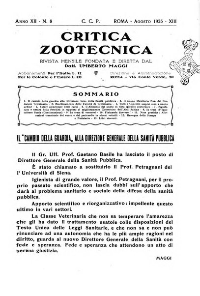 La critica zootecnica periodico illustrato mensile