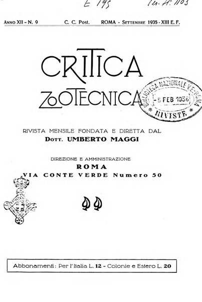 La critica zootecnica periodico illustrato mensile