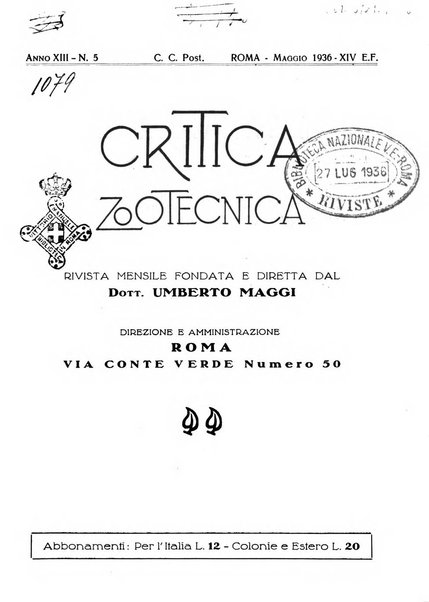 La critica zootecnica periodico illustrato mensile