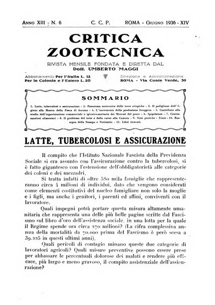 La critica zootecnica periodico illustrato mensile