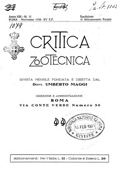 La critica zootecnica periodico illustrato mensile