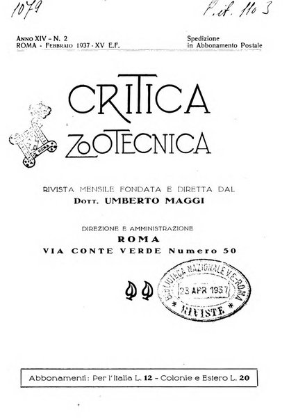 La critica zootecnica periodico illustrato mensile