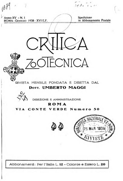 La critica zootecnica periodico illustrato mensile