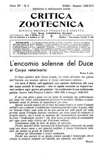 La critica zootecnica periodico illustrato mensile