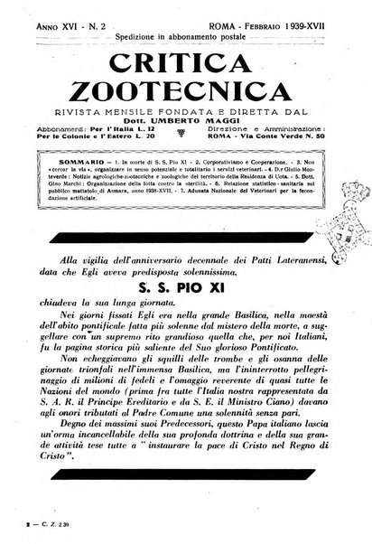 La critica zootecnica periodico illustrato mensile