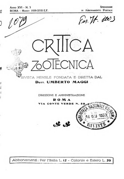 La critica zootecnica periodico illustrato mensile