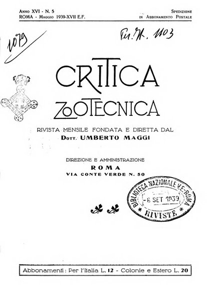 La critica zootecnica periodico illustrato mensile