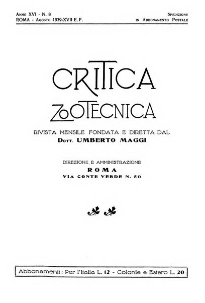 La critica zootecnica periodico illustrato mensile