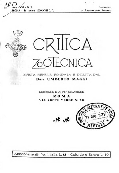 La critica zootecnica periodico illustrato mensile