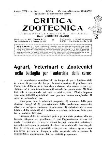 La critica zootecnica periodico illustrato mensile