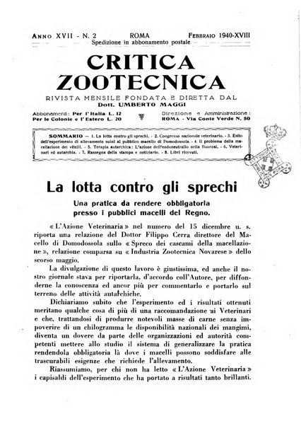 La critica zootecnica periodico illustrato mensile