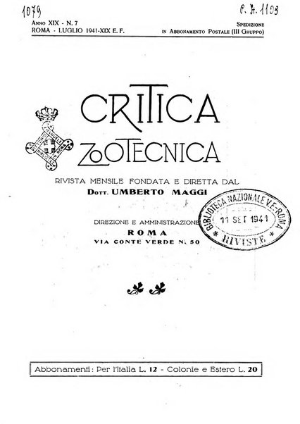 La critica zootecnica periodico illustrato mensile