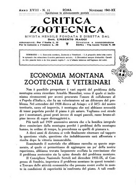 La critica zootecnica periodico illustrato mensile