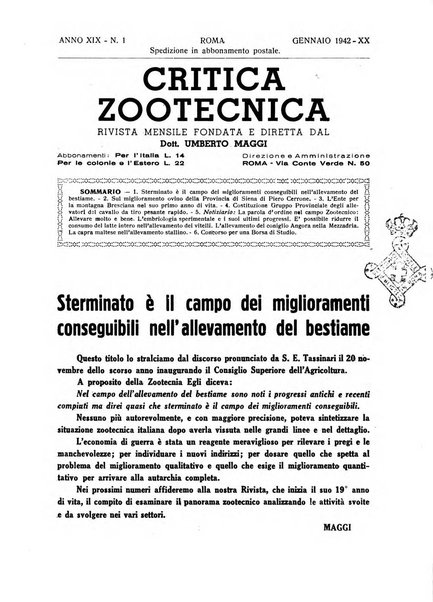 La critica zootecnica periodico illustrato mensile