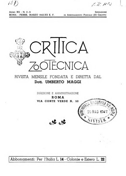 La critica zootecnica periodico illustrato mensile